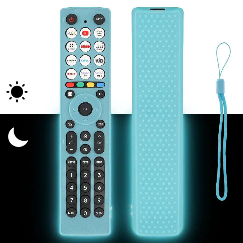Silicone Remote Control Case Compatible With Hisense EN2J36H TV Remote Shockproof Protective Shell Cover With a Lanyard