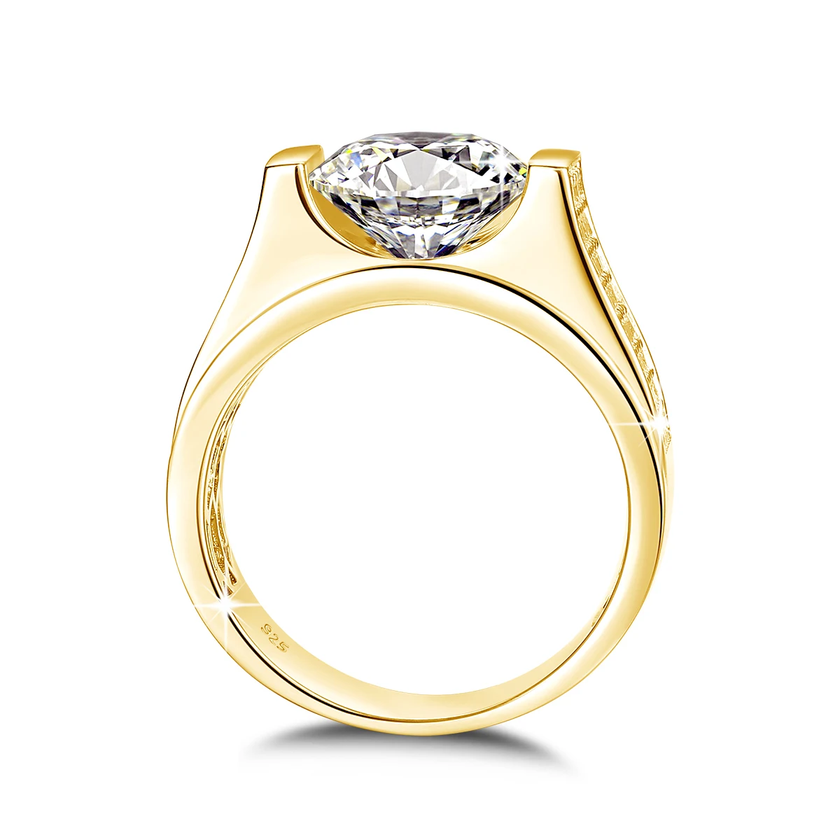 10mm 4ct Moissanite Ring For Men Gold With Certificate Chunky Hip Hop Jewelry With Stone High Quality Wedding Gift For Male Sale