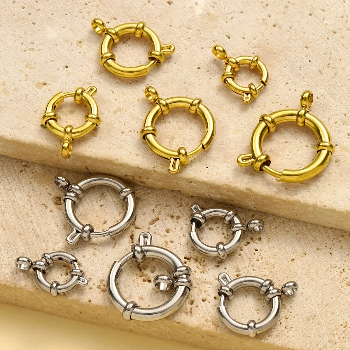 

10pcs/lot 304 Stainless Steel Round Spring Clasps For Bracelet Necklace Making DIY Jewelry Finding Connector Clasps Wholesale