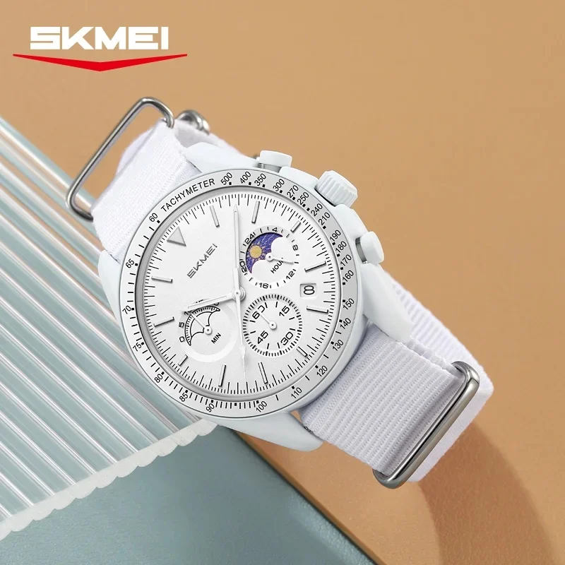 SKMEI 9392 Nylon Strap Watch Gifts Reloj Mujer Quartz Chronograph Watches Men Women Date 30M Waterproof Sport Wristwatch Fashion gallery 4