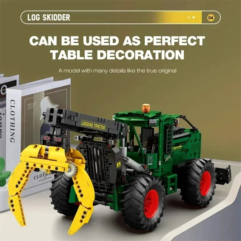 1741PCS RC Timber Tractor Building Blocks Farm Tractor Technology Electronic Remote Control Car Bricks Model  Toys Idea Gift