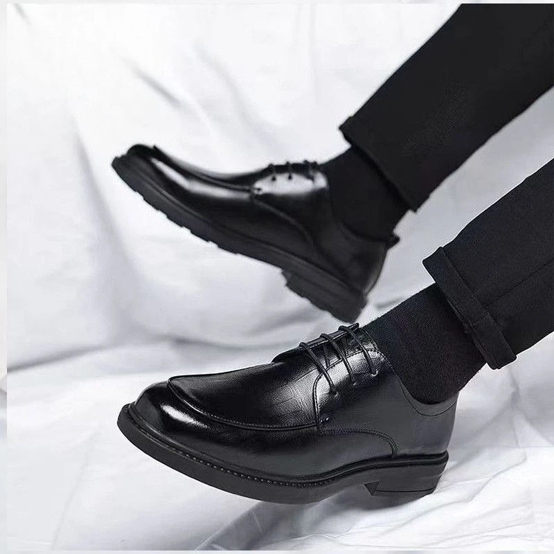 Latest Men's Soft Leather Height Increasing Shoes Breathable Casual Business Wedding Dress Footwear