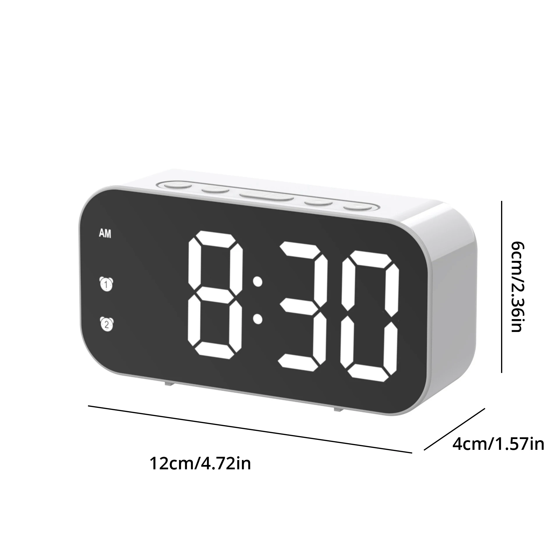 Reloj de mesa con espejo LED, reloj de escritorio electrónico con alarma digital, reloj de escritorio