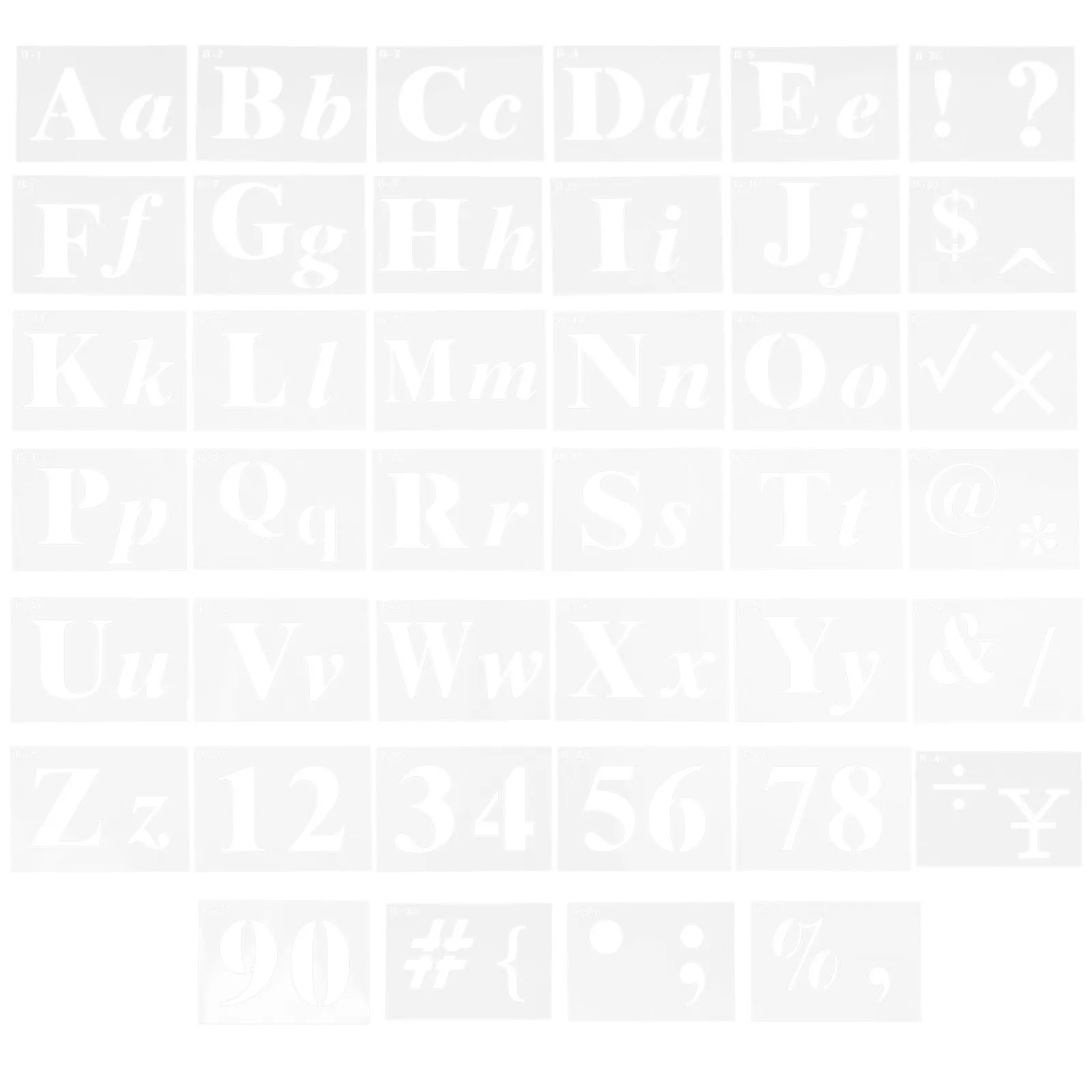 

40 шт. многоразовых пластиковых трафаретов для букв, цифр и символов, для скрапбукинга, рисования и рукоделия