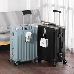 20/22/24/26 Inch Reiskoffer Rollende Bagage Aluminium Frame Trolley Koffer Met Wielen Handbagage Met Bekerhouder