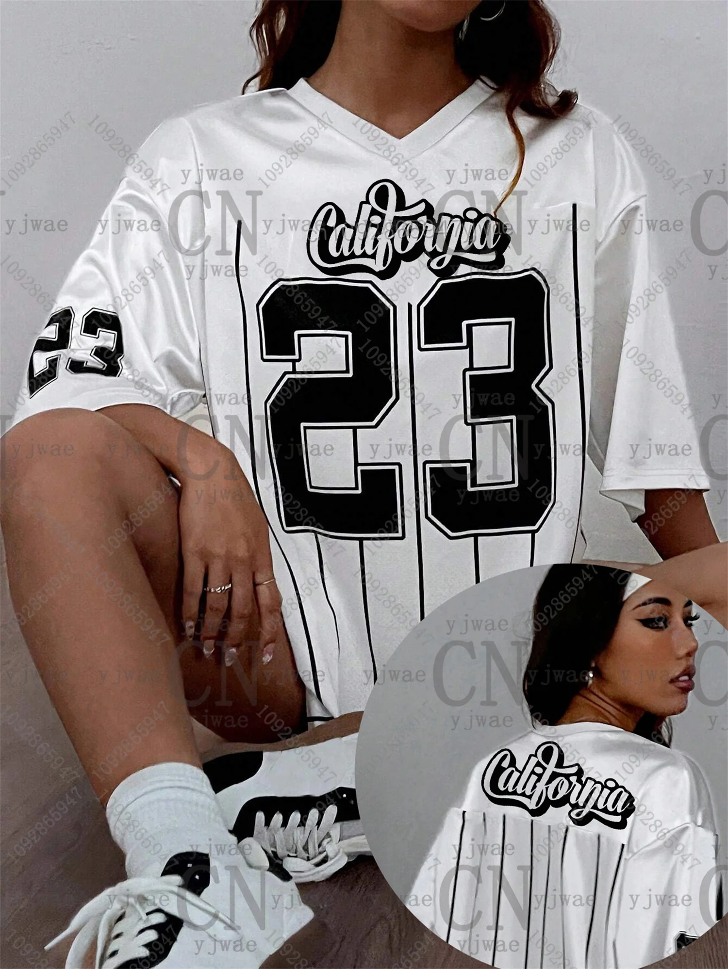 

Калифорния No. 23, спортивная футболка из джерси с короткими рукавами, свободная уличная одежда в стиле хип-хоп большого размера, футболка с 3D принтом, женский топ