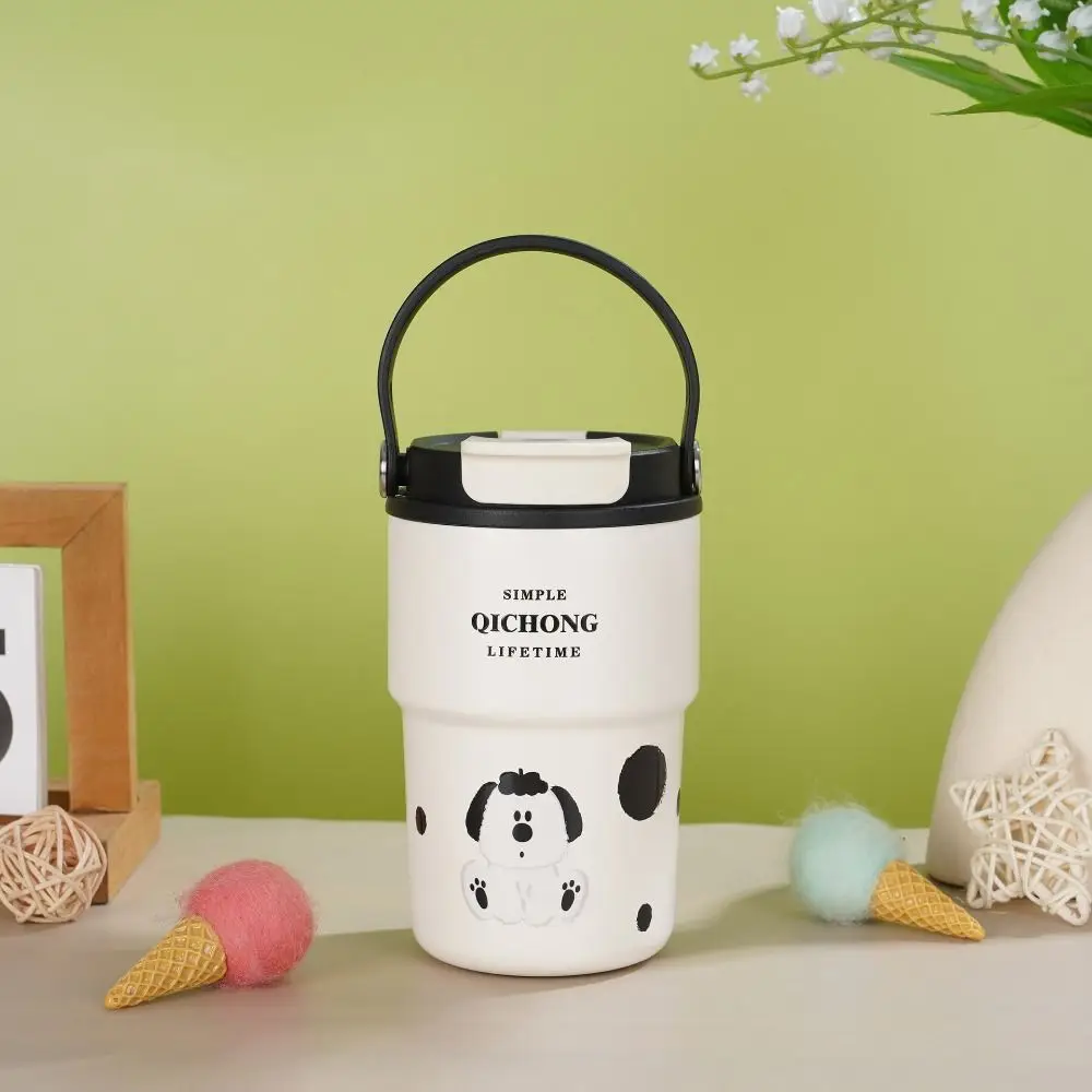 Reusable Creative Thermal Water Bottle 450ML Portable Thermal Cup Large Capacity Straw Design Drinking Straw Cup Kitchenware