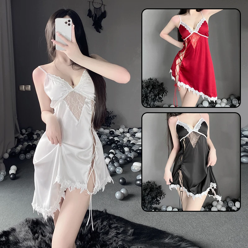 

Sexy Lingerie Lace Dress Pajamas Lacing Sexy Sleepwear Nightdress Backless Exotic Babydolls Underwear Night Bed Wear Women Girls