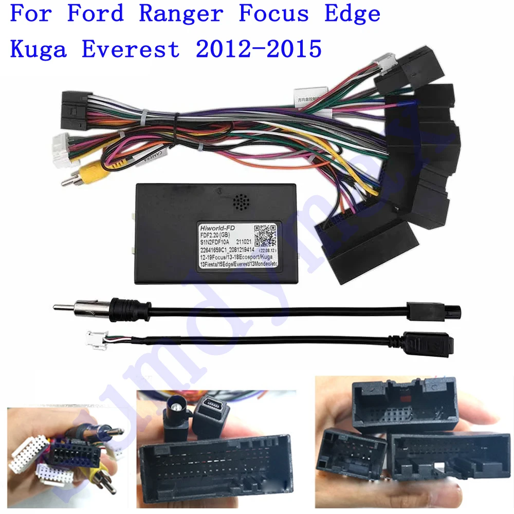 

Car 16pin Wiring Harness Adapter Decoder Android Radio Power canbus Cable For Ford Ranger Focus Edge Kuga Everest car cable