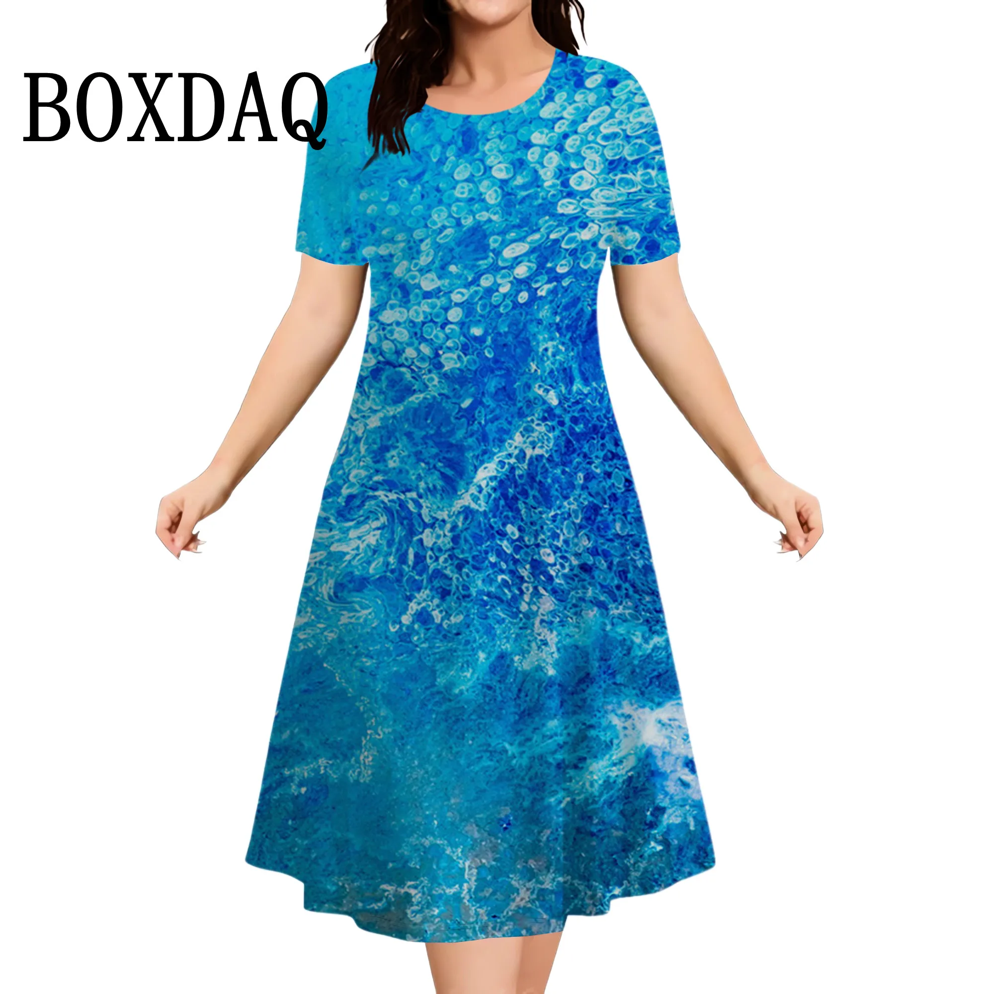 Summer Flowers 3D Printed Short Sleeve Dress Women Casual Fashion Plus Size Round Neck Loose Dress For Women Large Size 8XL 9XL
