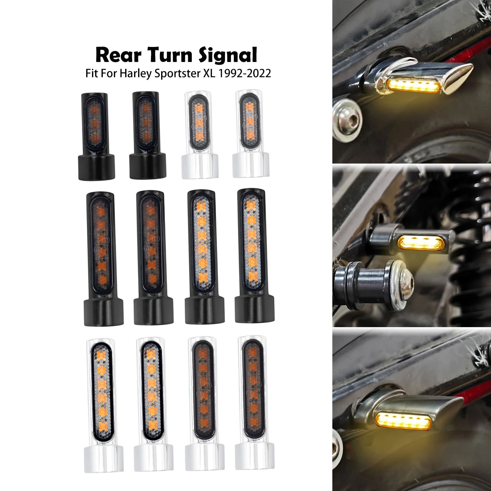 Motorcycle Rear Turn Signal Amber Mini LED Light Indicator With M6 Bolt Thread Blinker For Harley Sportster XL Iron 883 1200 72