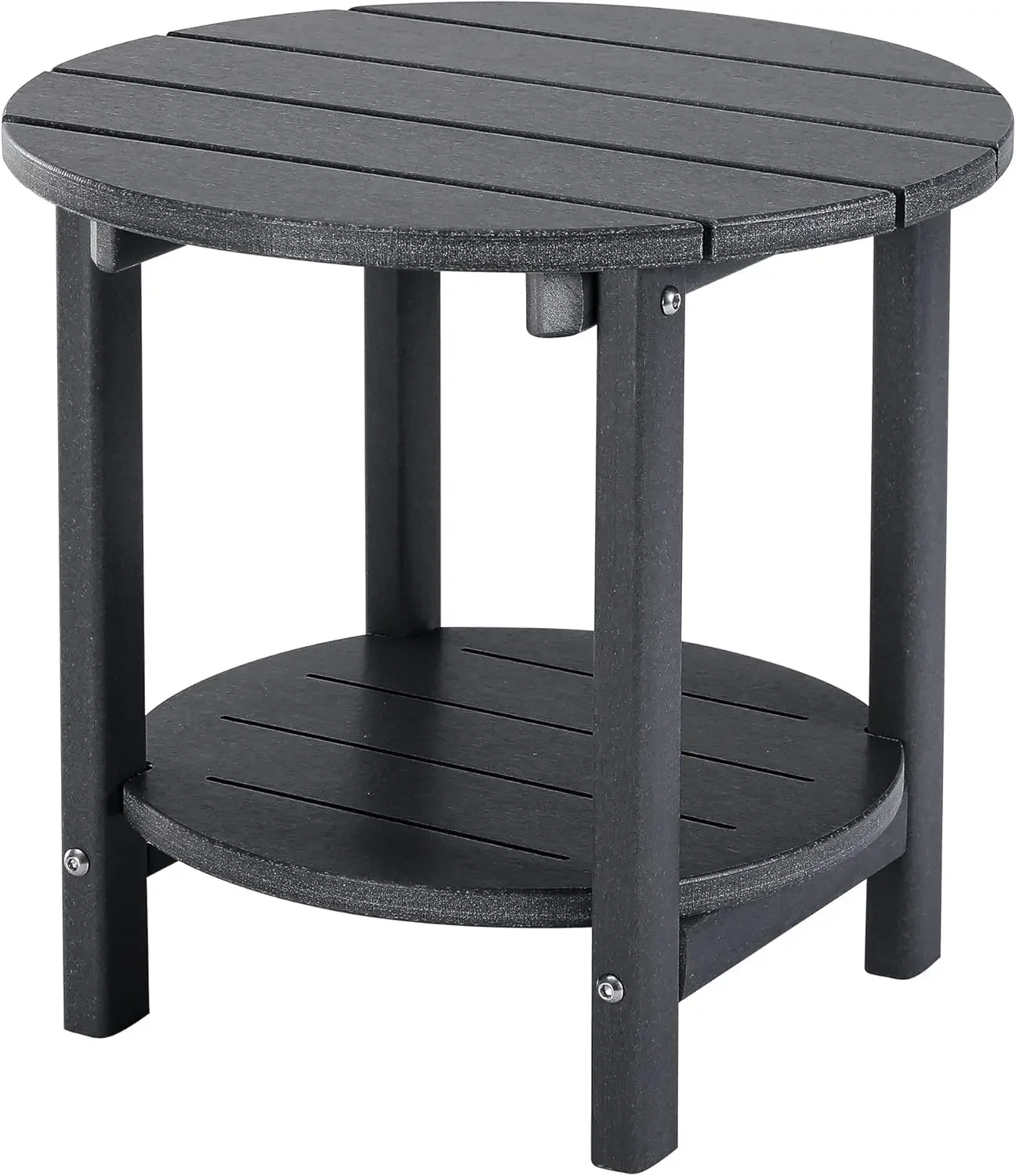 

Round Side Table Double End Table, OUTDOOR SIDE TABLES for Patio, Maintenance & Weather Resistant(Grey) USA