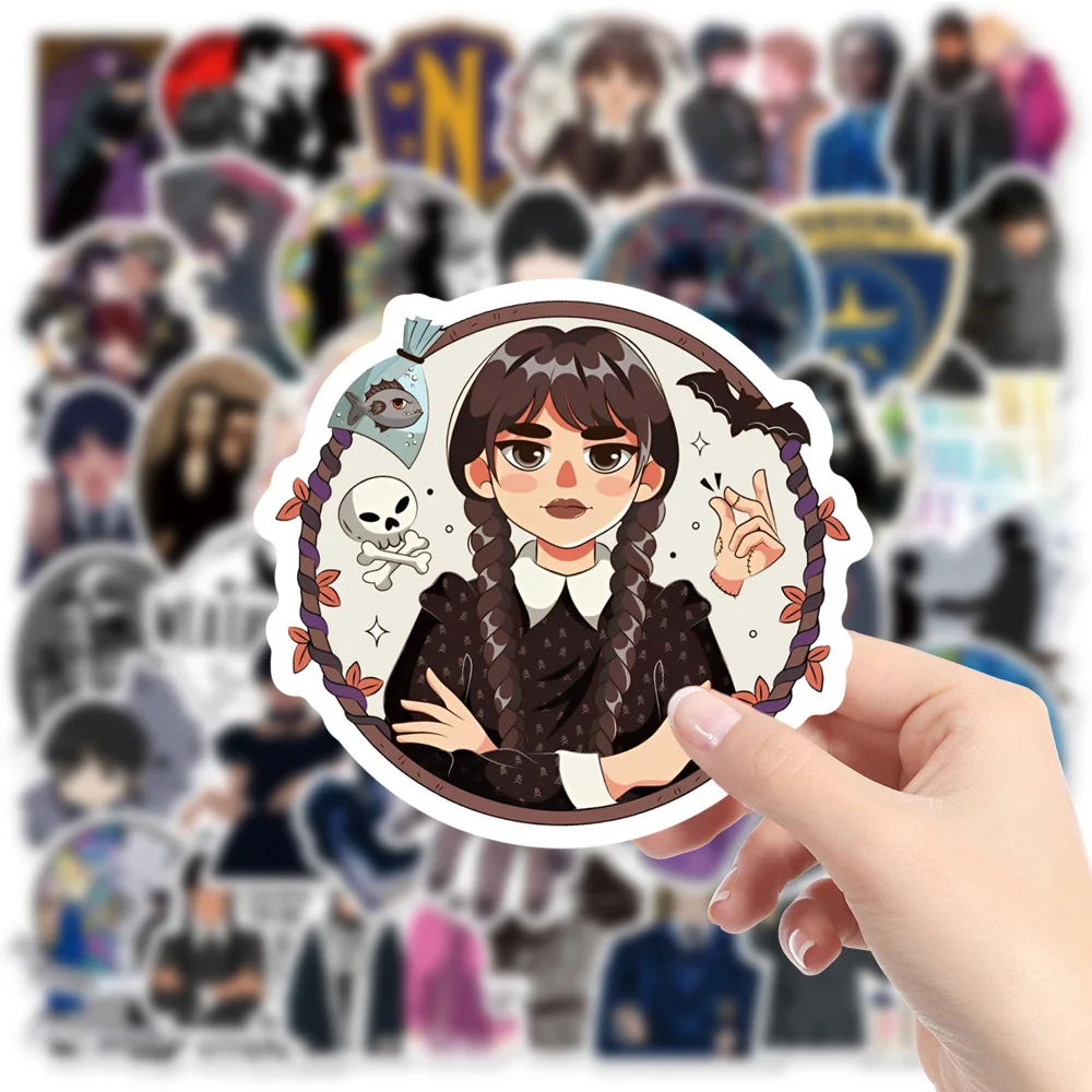 10/30/50Pcs ทีวีวันพุธ Addams สติกเกอร์อะนิเมะ Decals สเก็ตบอร์ดรถแล็ปท็อปรถจักรยานยนต์ตกแต่งสติกเกอร์ของเล่นเด็ก