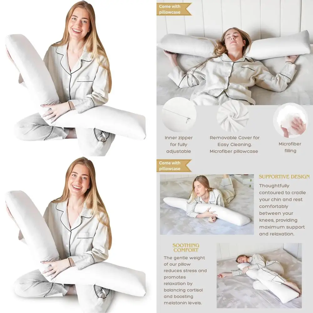 

Подушка для сна на боку 9x48 с наполнителем из полиэстера и съемным белым чехлом