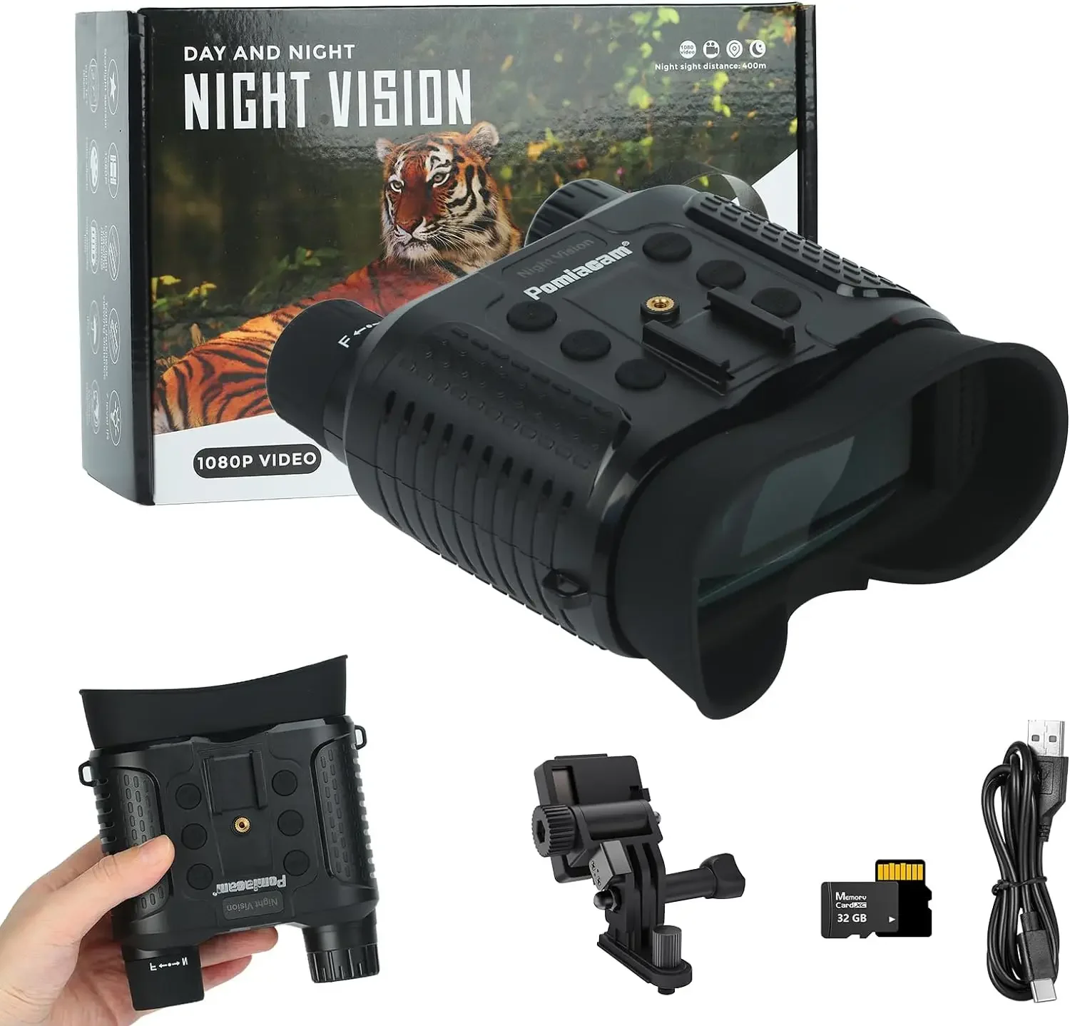 NV8160 Infrared Digital Hunting Camping Equipment Night Vision Binoculars 2.7''screen Head Mount Built-in Battery Rechargeable