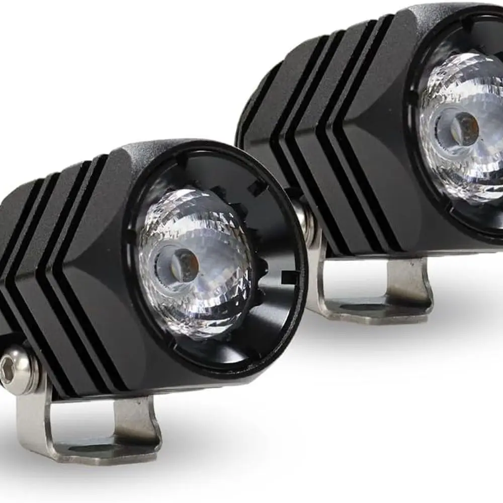 

2 10W Cool White LED Off-Road Motorcycle Fog Lights, IP68 Waterproof, Aviation Aluminum Housing for Trucks & Machinery