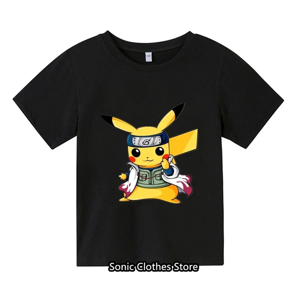 2024 Summer Children's Cartoon Pocket Monster Fashion Clothing Boys Short sleeved Pikachu T-shirts Girls Casual T-shirts