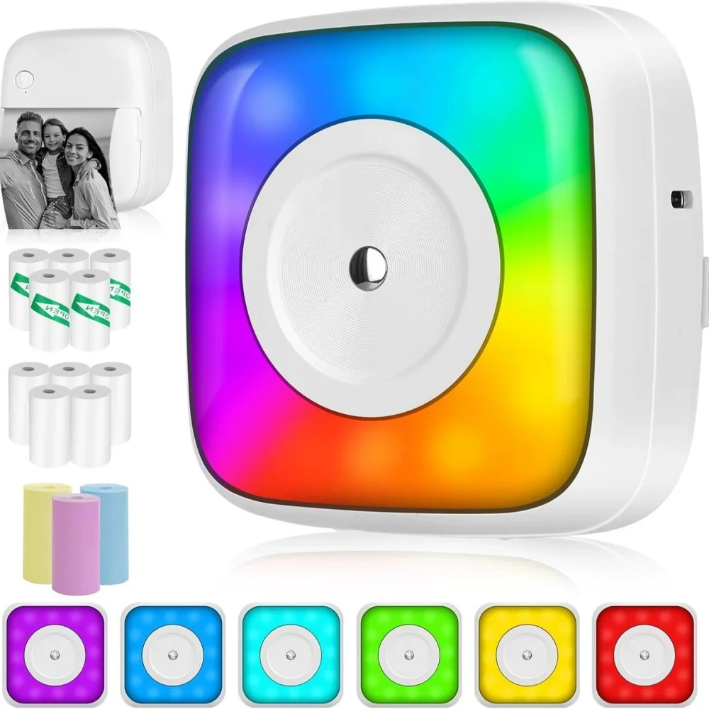 

Портативный RGB-принтер, Bluetooth-соединение, бесчернильный термопринтер для студентов, карманный мини-принтер для этикеток, школьные канцелярские принадлежности