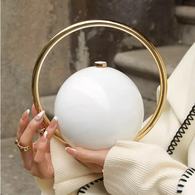 

NEW Luxury Brand Round Ball Women's Handbag Designer Bowling Bag PVC Mini Shoulder Bags Female Purse Fashion Armpit Bag