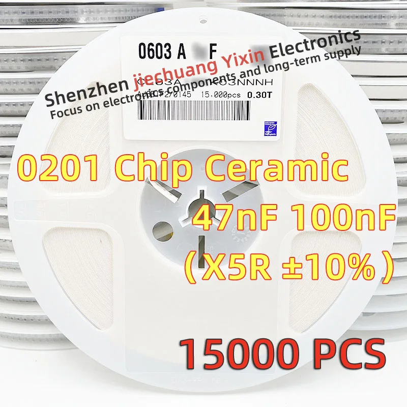 Chip Ceramic Capacitor 0201 47NF 100NF 6.3V 10V 16V 25V 10% accuracy X5R material 0603 Capacitance 15000pcs