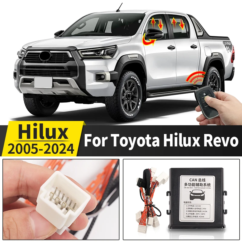 

For Toyota Hilux Revo 2005-2024 Window Closer Module Rearview Mirror Folding 12V Remote Control Roll Up Upgraded Accessories