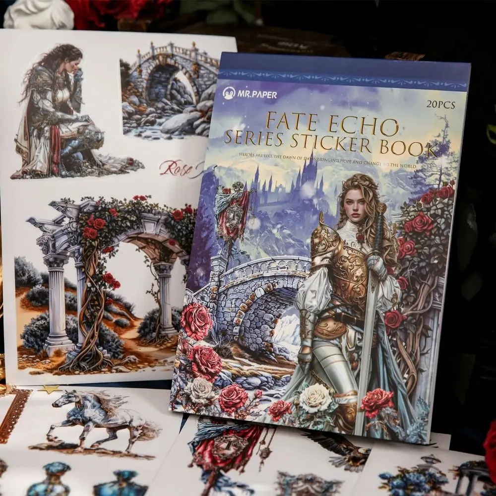 Scrapbooker Essential Sticker Set 20Sheets Reusable PET Vintage & Floral Designs