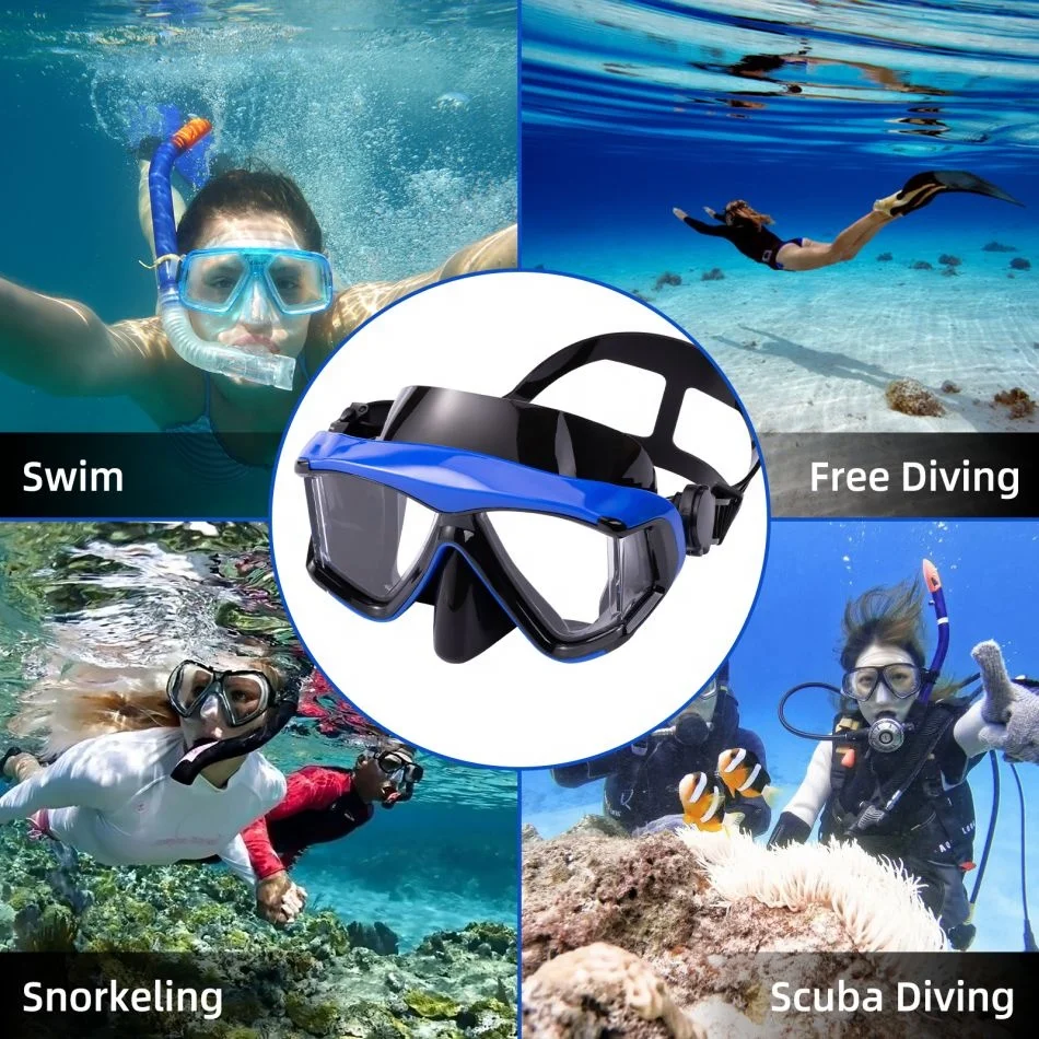 New Design Tempered Anti Fog Full Face Glass Lenses  Diving Mask Snorkeling Underwater Swimming Equipment for Adults