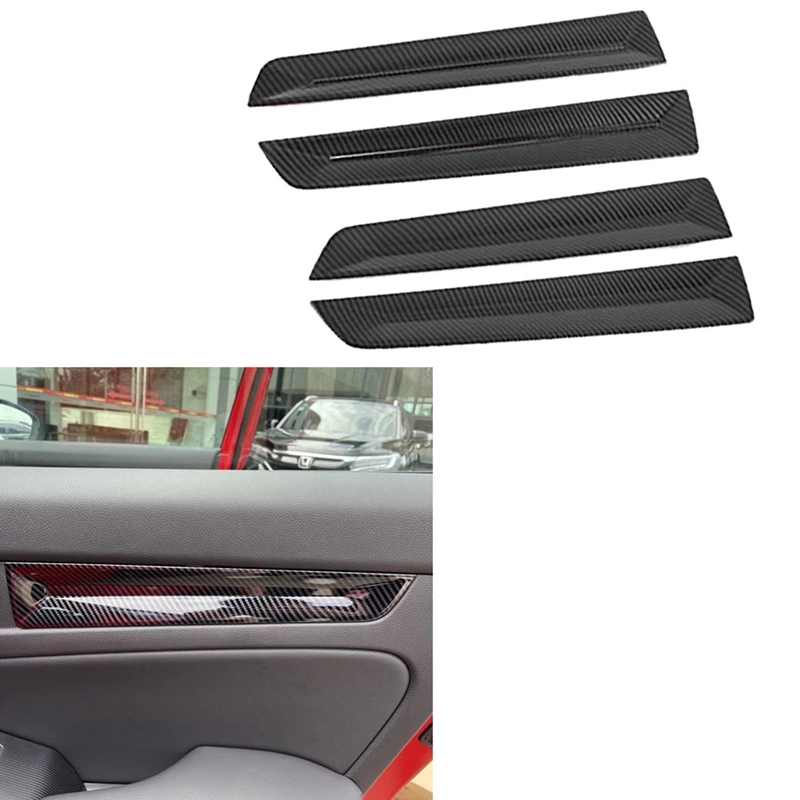 For Honda for Civic 11Th Generation 2021-2022 Carbon Fiber Inner Door Panels Strip Decoration Cover Trim