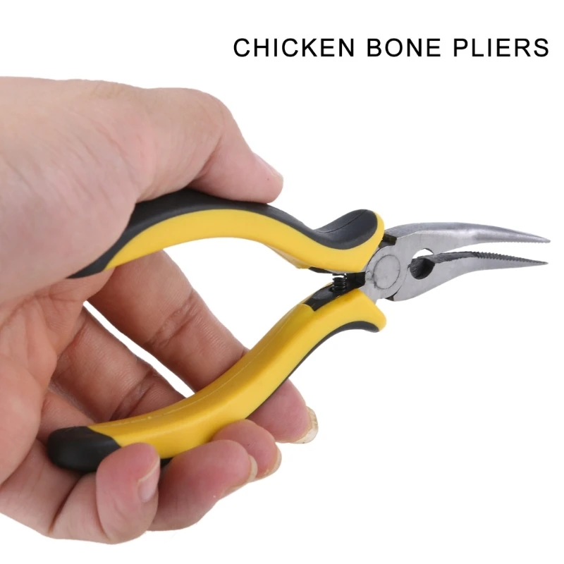 X37E Heavy Duty Chicken Bone Feet Deboning Pliers Curved Nose Spring Loaded Nonslip Grip Kitchen Gadget for Easy Bone Removal