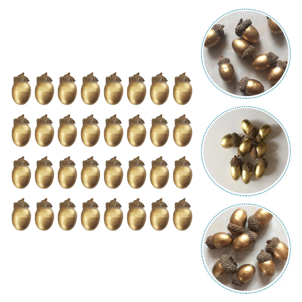 

50 Pcs Golden Acorn Party Decorative Acorns Decorations Ornaments Mini Artificial DIY Photo Prop Fake