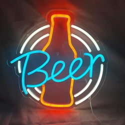 Beer Neon Light Sign Lighted Beer Signs LED Neon Signs Beer Bar Pub Recreation LED Neon Lights Art Wall Decorative Sign