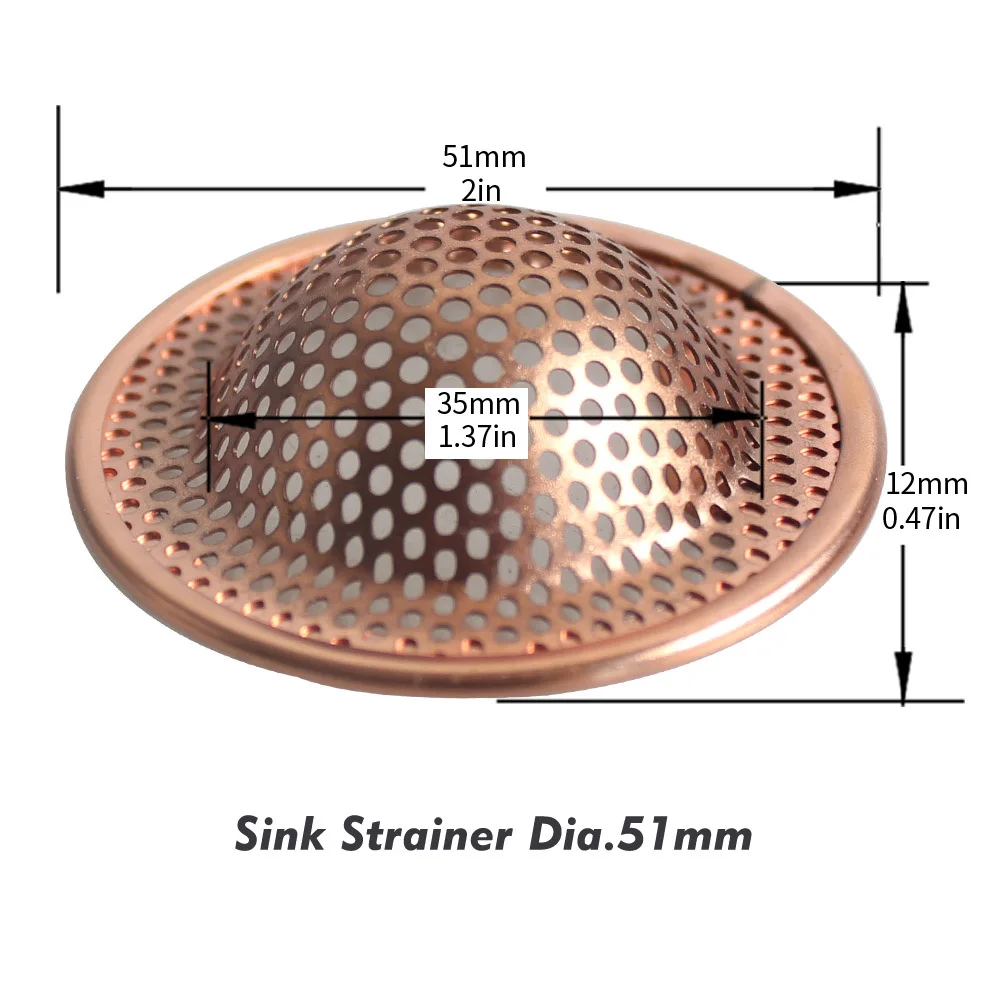 Talea Small Size Sink Strainer Basket for Kitchen&Lavatory,Stainless Steel Copper Chroming Sink Drain hair Catcher QS558C005