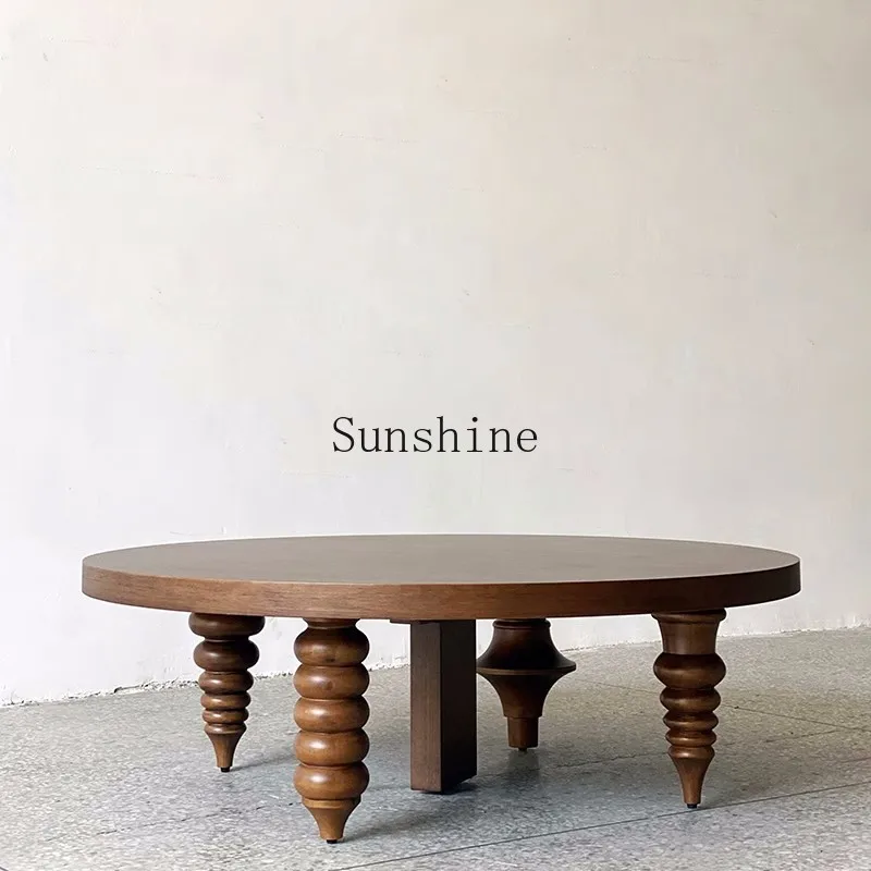 

Modern fashion neoclassical solid wood coffee table new homestay round table coffee table
