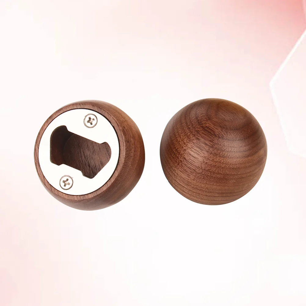 

Stainless Steel Wood Bottle Opener Round Compact Portable Beer Wine Opener Creative Design Keychain Home Kitchen Bar Tool