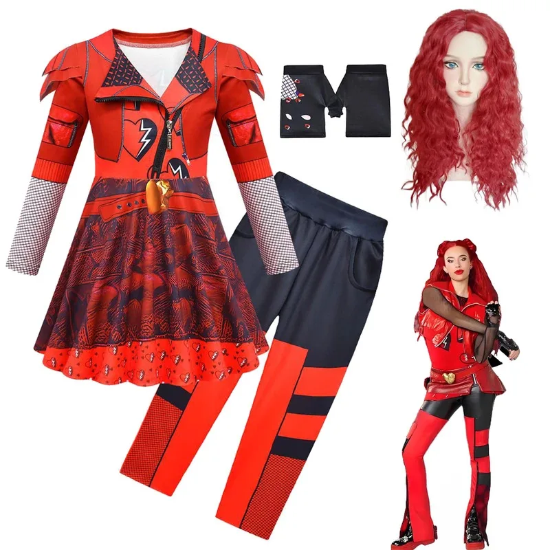 Silisili AKids صعود للفتيات دور الأحمر تأثيري حلي الطفل فانتازيا ملابس الهالوين شعر مستعار الولادة 2025 ☆   جديد