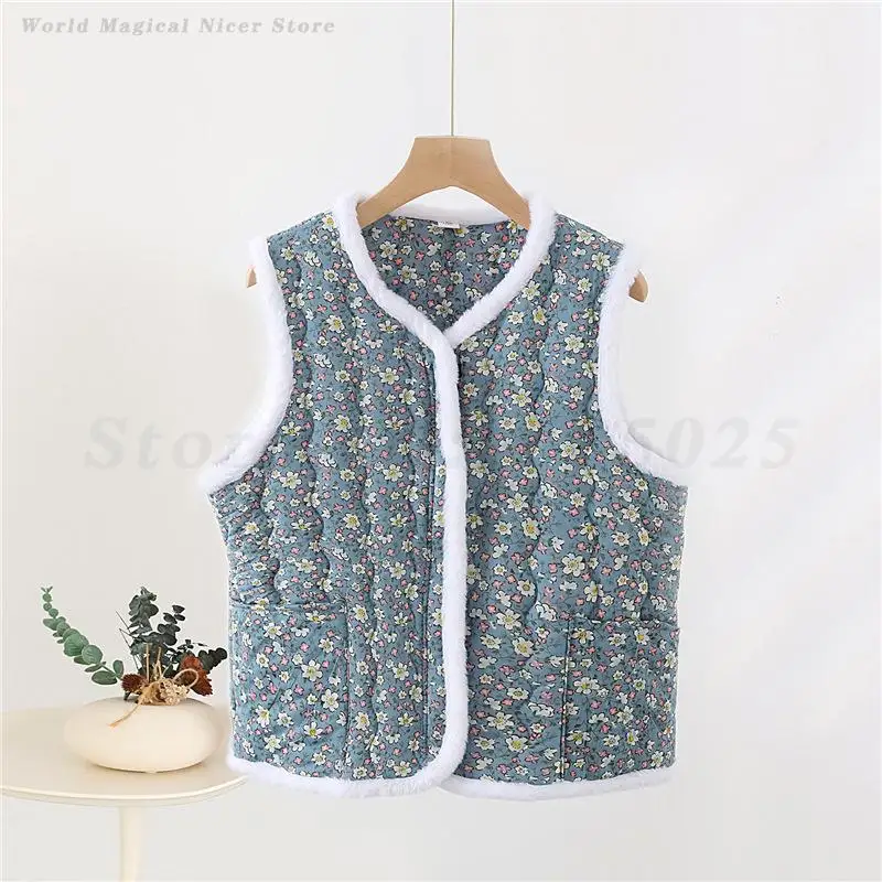 النمط الصيني سترة للنساء الخريف الشتاء صدرية خمر شمال شرق الأمة المطبوعة زهرة سترات سميكة تانغ ملابس خارجية #6