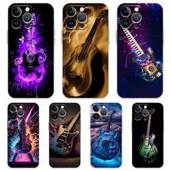 Guitar Music Art Phone Case for iPhone 16 15 14 13 12 Pro Max Transparent Soft for iPhone 11 Pro Max 7 8 Plus XS XR Shell Capas