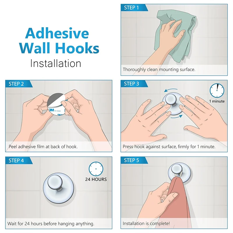 

ABUF-For Hanging Hats Stainless Steel Hook Heavy Duty Adhesive For Bathroom Towel Holder, Shower Accessories Storage Hangers