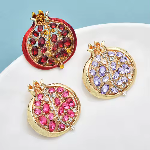 Wuli&baby Red Crystal Pomegranate Plant Brooch Pins For Women Summer Jewelry Gift Bag Suit Accessory - Image 6