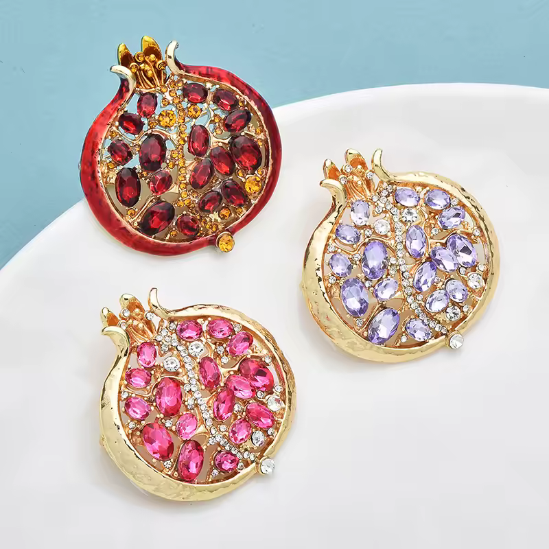Wuli&baby Red Crystal Pomegranate Plant Brooch Pins For Women Summer Jewelry Gift Bag Suit Accessory - Image 6