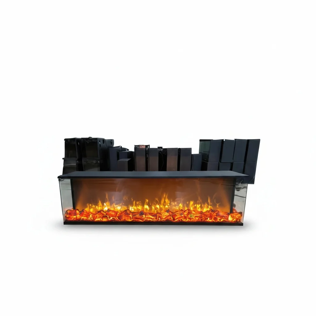 

Electric Fireplace Insert, 1000mm Black Steel 3D Realistic Flame, Remote Control Fireplace, Indoor Decorative Heater