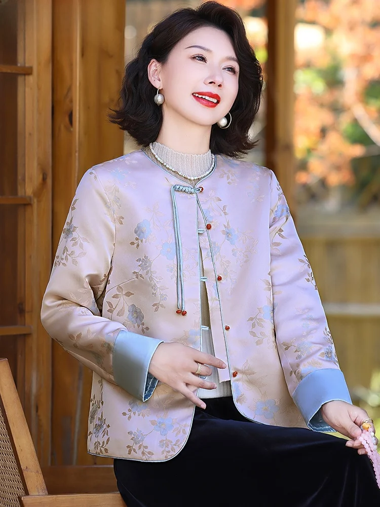 

Новая осенняя верхняя одежда 2024 года: модная женская куртка свободного кроя в китайском стиле, кардиган для женщин среднего и старшего возраста