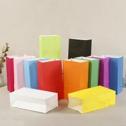 50Pcs 24x13x8CM Kraft Paper Takeaway Bag Ornament Gift Candy Baking Wrapping Paper Holiday Wedding Square Bottom Paper Bag