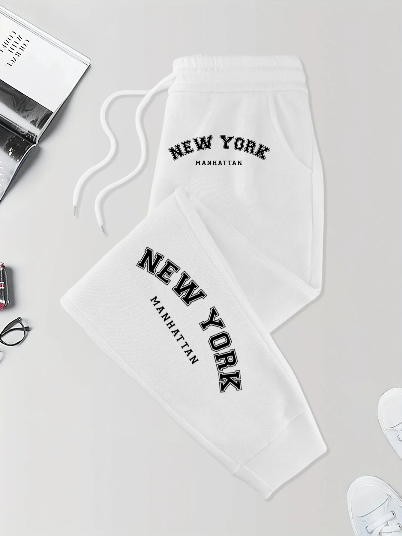 

New York Manhatan Prints Man Fashion Casual Sportpants Street Comfy Long Pant Fleece Soft Pants Pocket Warm Britches Unisex