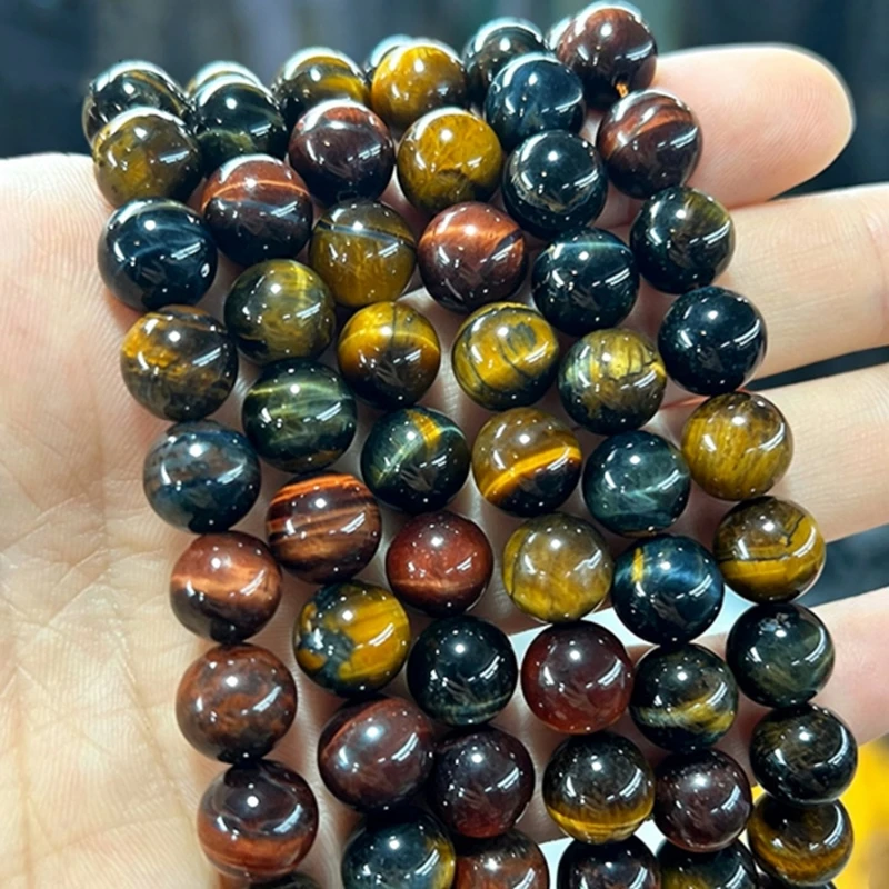 Natural Tiger Eye Beads Tricolor Round Beads Diy Bracelet Necklace for Jewelry Making 15
