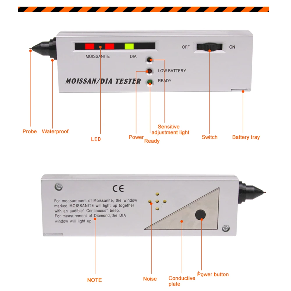 Инструменты для ювелирных изделий, тестер с измерителем драгоценных камней, детектор муассанитов, ручка с переключателем, прецизионный инструмент, измеритель, устройство, инструмент для тестирования ювелирных изделий