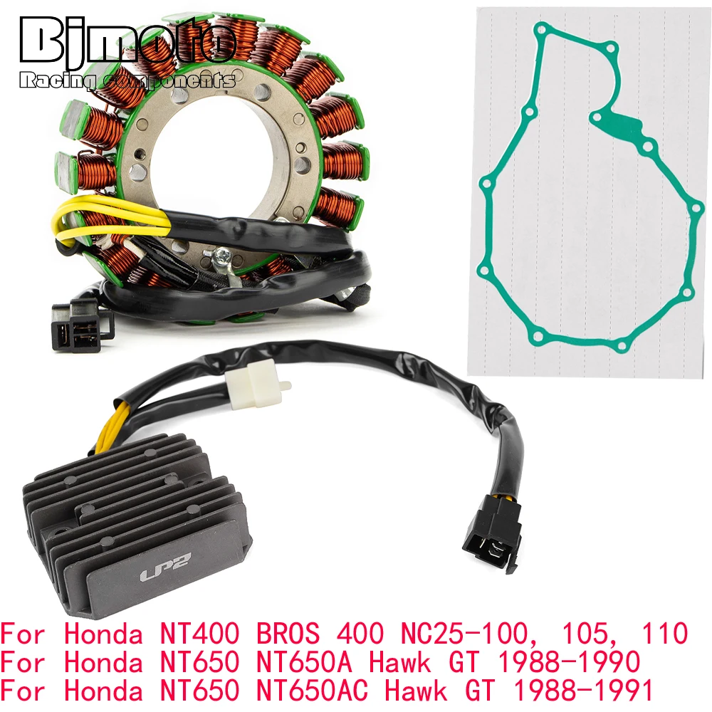 

Engine Stator Coil+Voltage Regulator rectifier For Honda NT400 BROS 400 NC25-100, 105, 110 NT650 NT650 A AC Hawk GT With Gasket