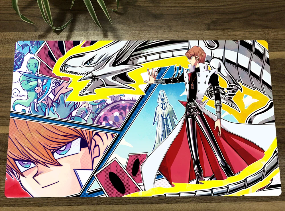 Board Game YuGiOh Custom Playmat Seto Kaiba TCG CCG Mat Trading Card Game Mat Rubber Mouse Pad Desk Mat Free Bag 60x35cm