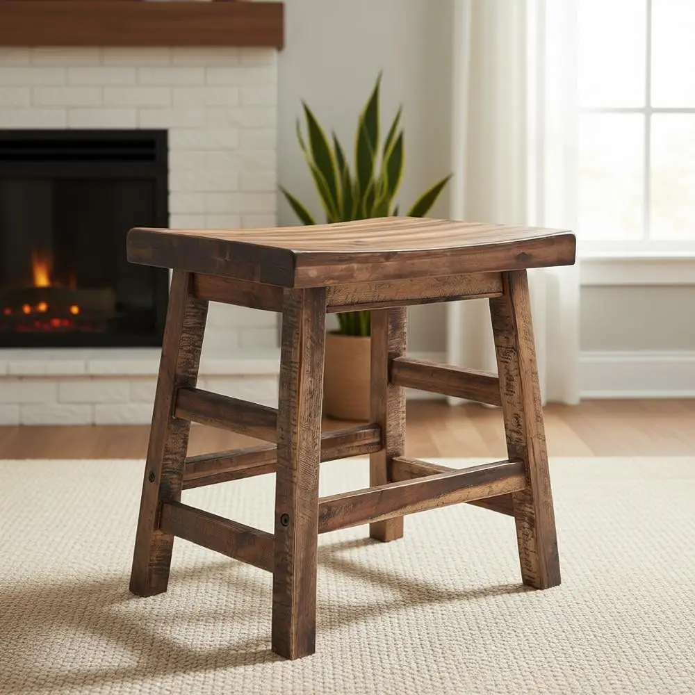 

20-дюймовый деревянный табурет в индустриальном стиле - универсальное решение для обеденного стола или дополнительное кресло