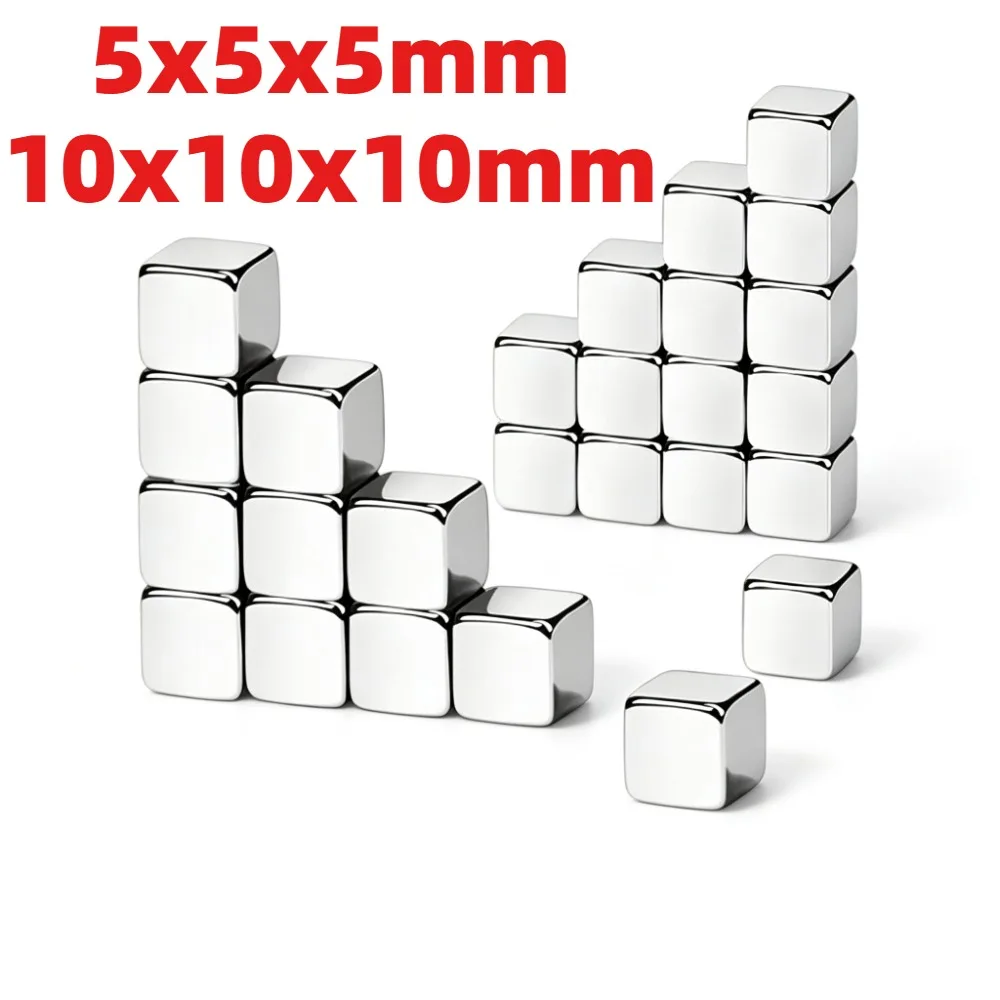 5x5x5/10x10x10mm Assorted Size Rectangular Magnet Blocks, Multipurpose Magnetic Pieces for Refrigerator, Tool Storage, Household